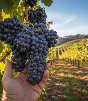 Pinot Noir Weintrauben auf Weinrebe